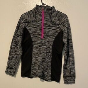 Avalanche long sleeve embroidered mid zip blk grey pink thumb hole shirt…